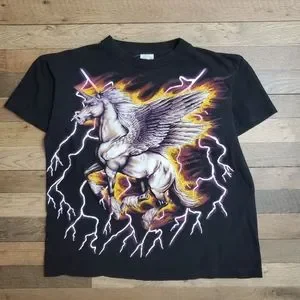 トップス American Thunder - Unicorn Rose T-Shirt Vintage American Thunder Unicorn Shirt Wide Medium